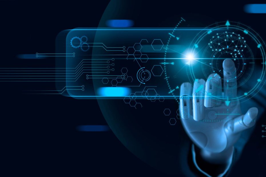 assessments with an AI hand on a virtual phone screen indicating the future of assessments