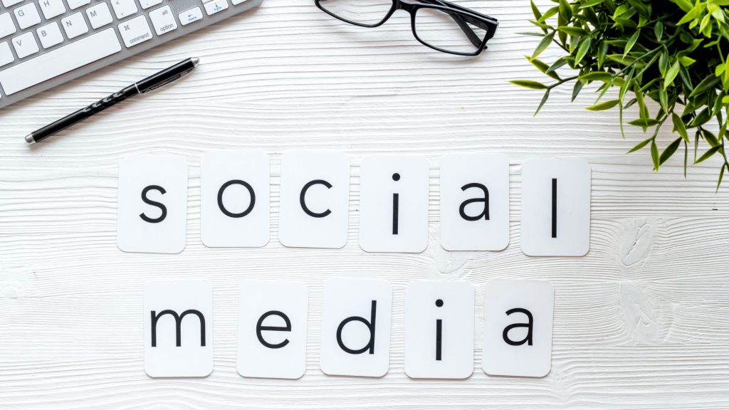 social media words on a desk