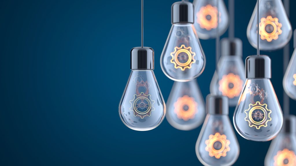 light bulbs handing down