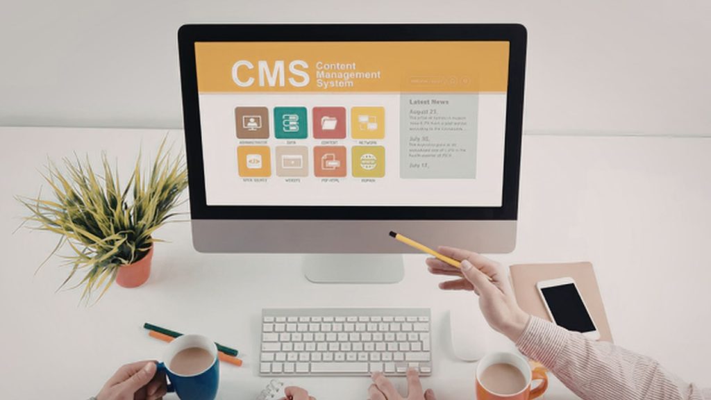 a computer screen showing the words CMS